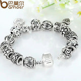 Silver Plated Heart Pendant Bracelet Bangle Vintage Jewelry