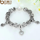 Silver Plated Heart Pendant Bracelet Bangle Vintage Jewelry