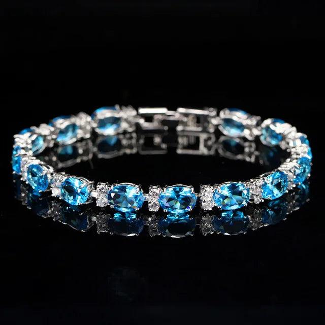 Pera Crystal Tennis Bangles for Women - Silver Cubic Zirconia Bracelet