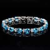 Pera Crystal Tennis Bangles for Women - Silver Cubic Zirconia Bracelet