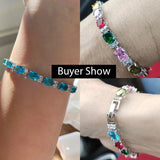 Pera Crystal Tennis Bangles for Women - Silver Cubic Zirconia Bracelet