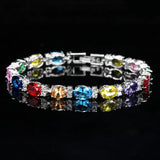 Pera Crystal Tennis Bangles for Women - Silver Cubic Zirconia Bracelet