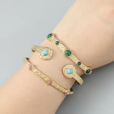 Vintage Turquoise Stone Bracelet Stainless Steel Open Adjustable Bangles