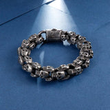 12/15mm Evil Ghost Head Skull Chain Bracelet Men 316L Stainless Steel