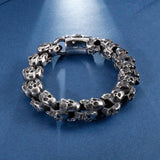 12/15mm Evil Ghost Head Skull Chain Bracelet Men 316L Stainless Steel