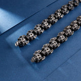 12/15mm Evil Ghost Head Skull Chain Bracelet Men 316L Stainless Steel