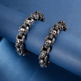 12/15mm Evil Ghost Head Skull Chain Bracelet Men 316L Stainless Steel