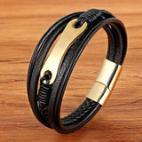 Geometric Pattern Multi-layers Leather Bracelet For Men