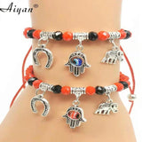 12 Pcs Horseshoe Palm Eye Elephant Red Line Bracelet Exorcism Protection