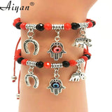 12 Pcs Horseshoe Palm Eye Elephant Red Line Bracelet Exorcism Protection