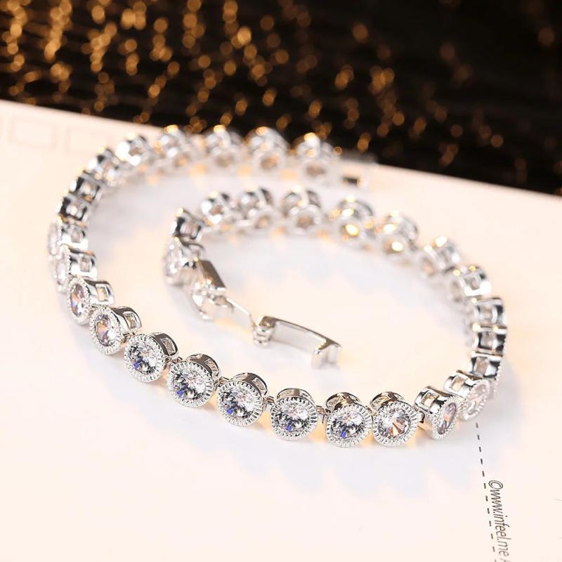 Silver Tennis Bracelet Women's Bangle Christmas Gift Jewelry