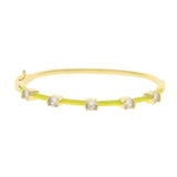 Pastel Enamel Band Clear CZ Bangle Bracelet