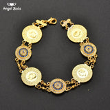 Crystal Evil Eyes Money Coin Bracelet Islamic Muslim Arab Coins Bracelet