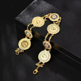 Crystal Evil Eyes Money Coin Bracelet Islamic Muslim Arab Coins Bracelet