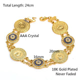 Crystal Evil Eyes Money Coin Bracelet Islamic Muslim Arab Coins Bracelet