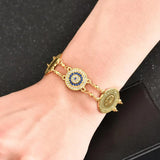 Crystal Evil Eyes Money Coin Bracelet Islamic Muslim Arab Coins Bracelet