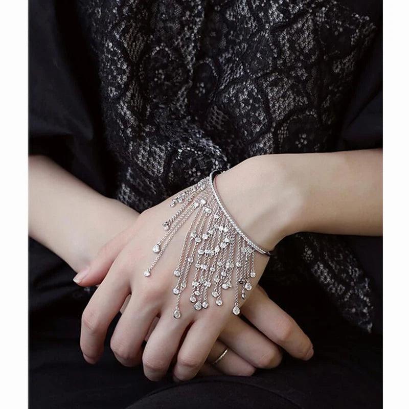Tassel Bracelet With Cubic Zirconia Stone Bangles Wedding Women Jewelry Gift