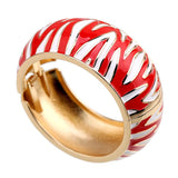 Striped Enamel Cuff Bracelet Plated Bangle for Women Party Wedding