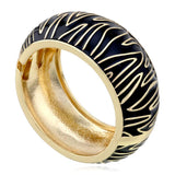 Striped Enamel Cuff Bracelet Plated Bangle for Women Party Wedding