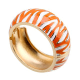 Striped Enamel Cuff Bracelet Plated Bangle for Women Party Wedding