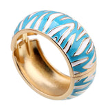 Striped Enamel Cuff Bracelet Plated Bangle for Women Party Wedding