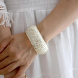 Striped Enamel Cuff Bracelet Plated Bangle for Women Party Wedding