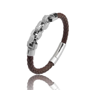 Brown Charms Bracelet 316L Stainless Steel Bead Bracelet & Bangles Men Jewelry