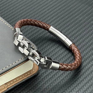Brown Charms Bracelet 316L Stainless Steel Bead Bracelet & Bangles Men Jewelry