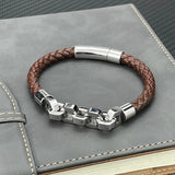 Brown Charms Bracelet 316L Stainless Steel Bead Bracelet & Bangles Men Jewelry