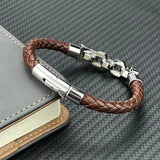 Brown Charms Bracelet 316L Stainless Steel Bead Bracelet & Bangles Men Jewelry