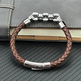 Brown Charms Bracelet 316L Stainless Steel Bead Bracelet & Bangles Men Jewelry