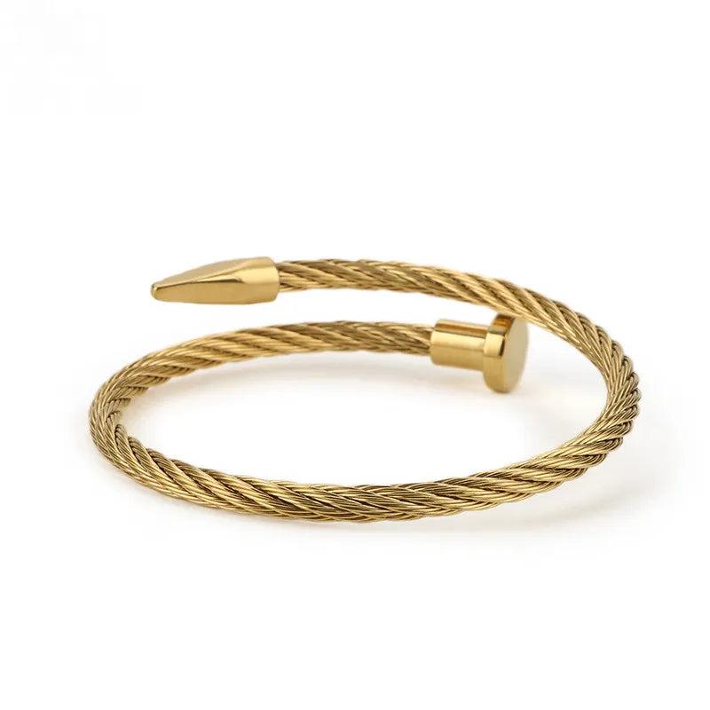 Stainless Steel Nail Bracelet For Women Charms Bangle Hiphop Rock Jewelry
