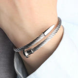 Stainless Steel Nail Bracelet For Women Charms Bangle Hiphop Rock Jewelry