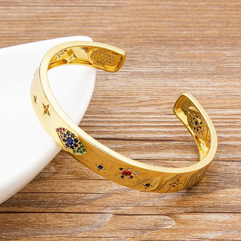 Evil Eye Cuff Bangle Punk Bracelet Women Party Wedding Jewelry