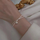 Silver Gypsophila Pearl Double Layer Bracelet Women Fine Jewelry