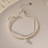 Silver Gypsophila Pearl Double Layer Bracelet Women Fine Jewelry