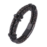 Men Bracelet Stainless Steel Braided Rope Vintage Leather Dragon Claw