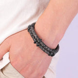 Men Bracelet Stainless Steel Braided Rope Vintage Leather Dragon Claw