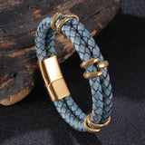 Men Bracelet Stainless Steel Braided Rope Vintage Leather Dragon Claw