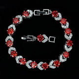 Olive Green Cubic Zirconia Stone Link Bracelet for Women