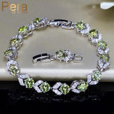 Olive Green Cubic Zirconia Stone Link Bracelet for Women