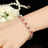 Olive Green Cubic Zirconia Stone Link Bracelet for Women