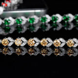 Olive Green Cubic Zirconia Stone Link Bracelet for Women