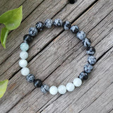 8mm Aquamarine Snowflake Obsidian Prayer Bracelet