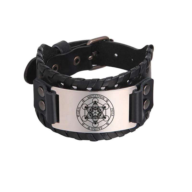 Metatron Angel Flower of Life Wrap Bracelet for Men