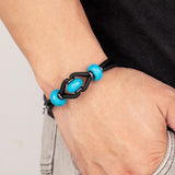 Natural Amethyst Crystal Stone Bracelet Leather Rope Stainless Steel Men Women