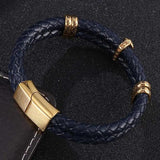 Double Circle Leather Men Bracelet with Cross Charm