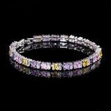 Pera Yellow Pink Purple CZ Stone Tennis Bracelet for Women B022