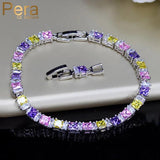 Pera Yellow Pink Purple CZ Stone Tennis Bracelet for Women B022