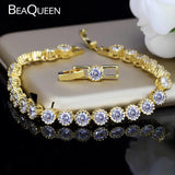 Yellow CZ Stone Tennis Bracelet Bangle Women Gift B052